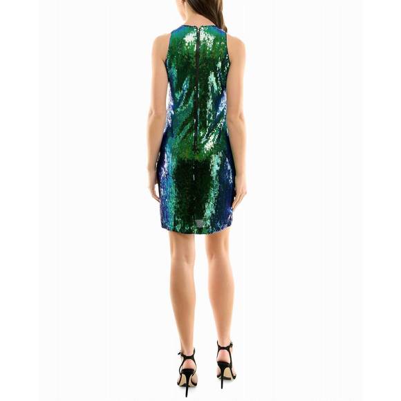 NEW NICOLE MILLER kendall sequin sleeveless mini dress in iridescent sequins - Picture 2 of 4